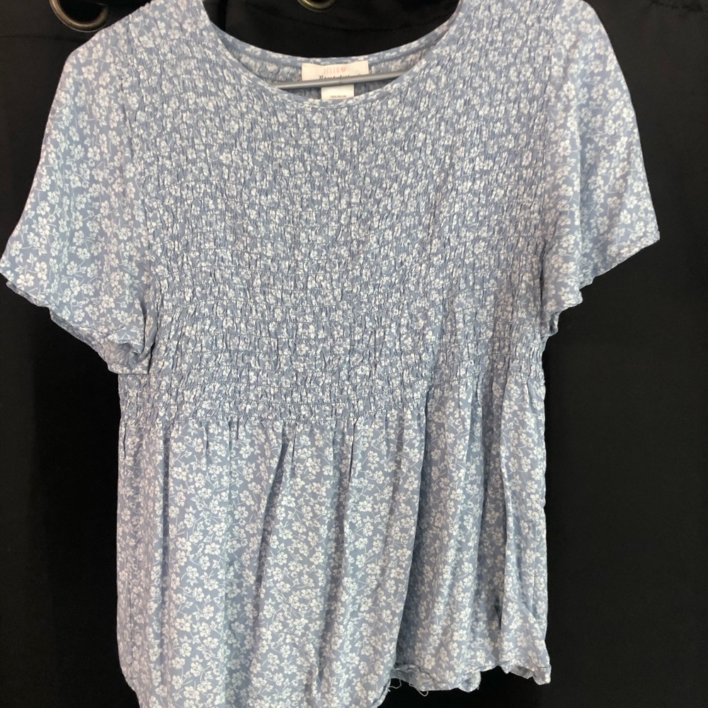 Blue & White Floral Top